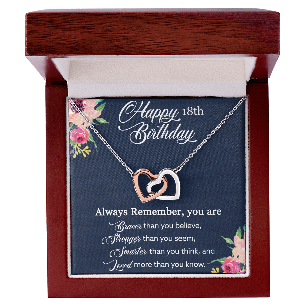 Best Gifts 305-18th Birthday Necklace for Her – Interlocking Hearts Pendant Gift