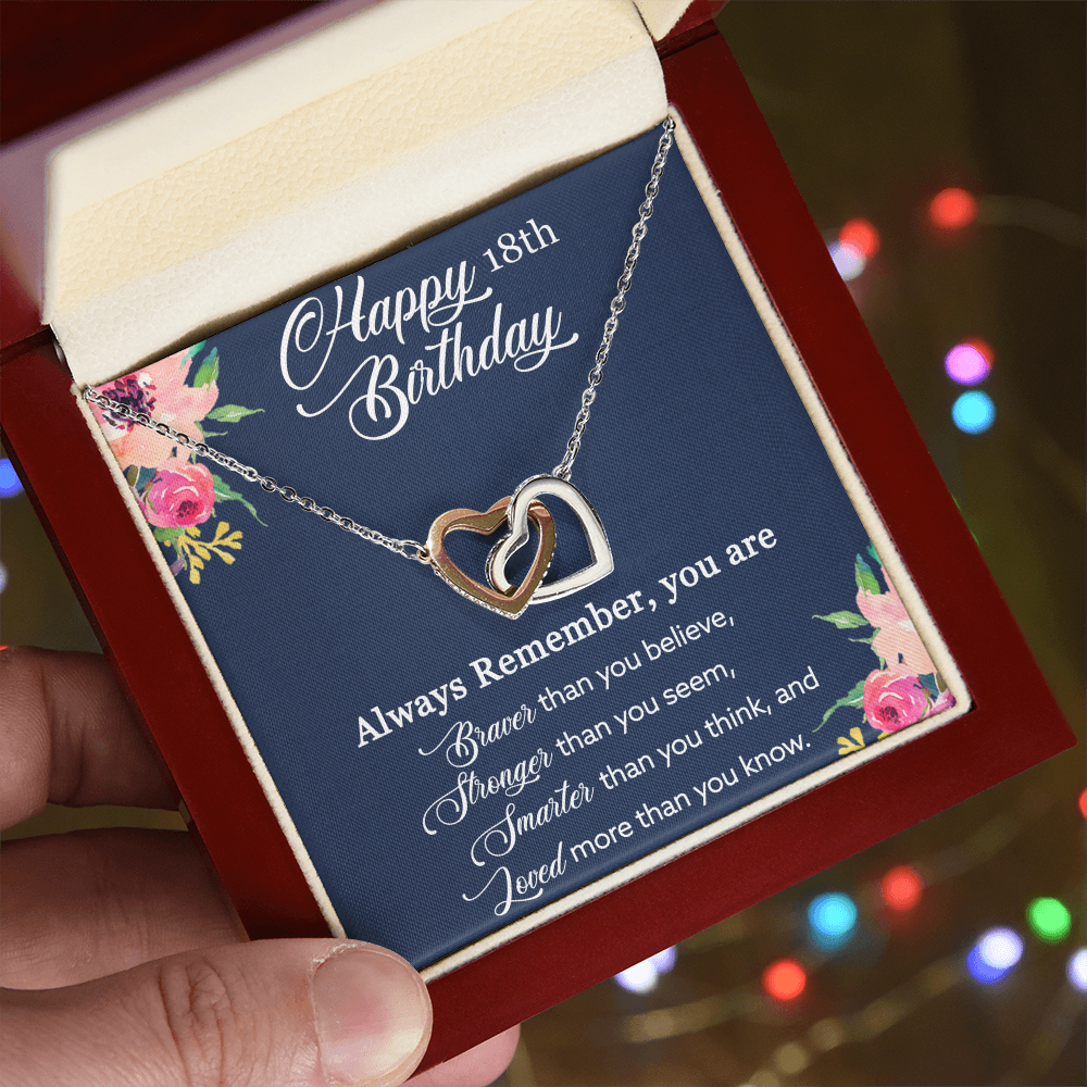 Best Gifts 305-18th Birthday Necklace for Her – Interlocking Hearts Pendant Gift