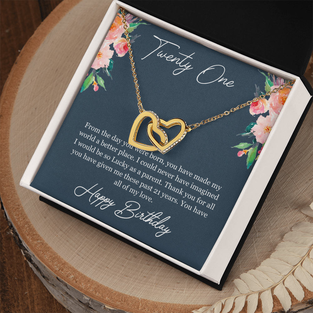 Best Gifts 305-21st Birthday Interlocking Hearts Necklace for Daughter Gift from Mom or Dad