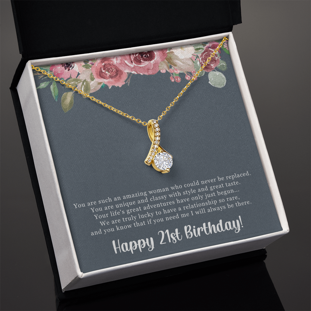 Best Gifts 305-21st Birthday Ribbon Necklace Gift for Her