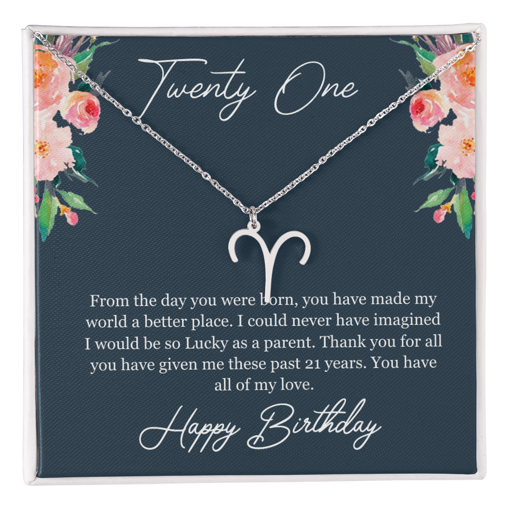 Best Gifts 305-21st Birthday Zodiac Necklace for Daughter from Mom or Dad