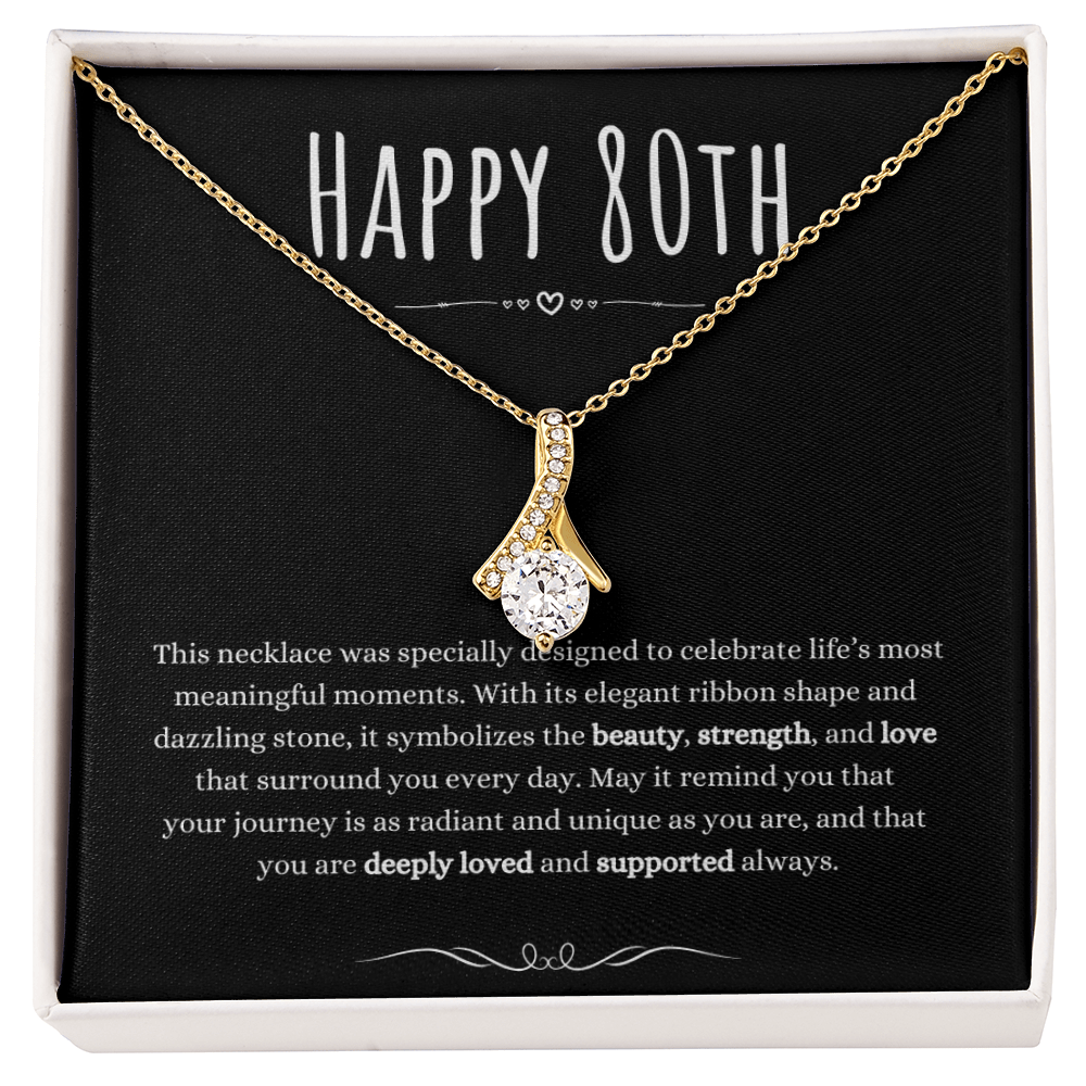 Best Gifts 305-80th Birthday Ribbon Necklace for Her Elegant Jewelry Gift