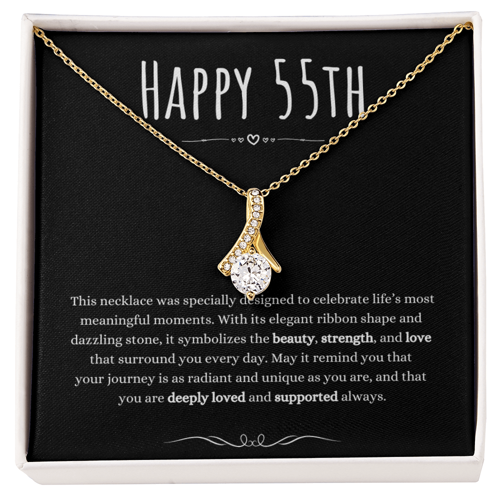 Best Gifts 305-Alluring Beauty 55th Birthday Necklace for Her – Elegant Ribbon Pendant