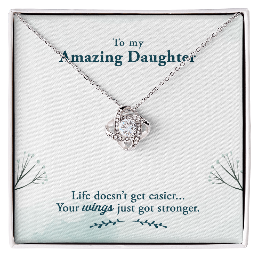 Christian Gifts 305-Amazing Daughter Love Knot Necklace Gift with Inspirational Message