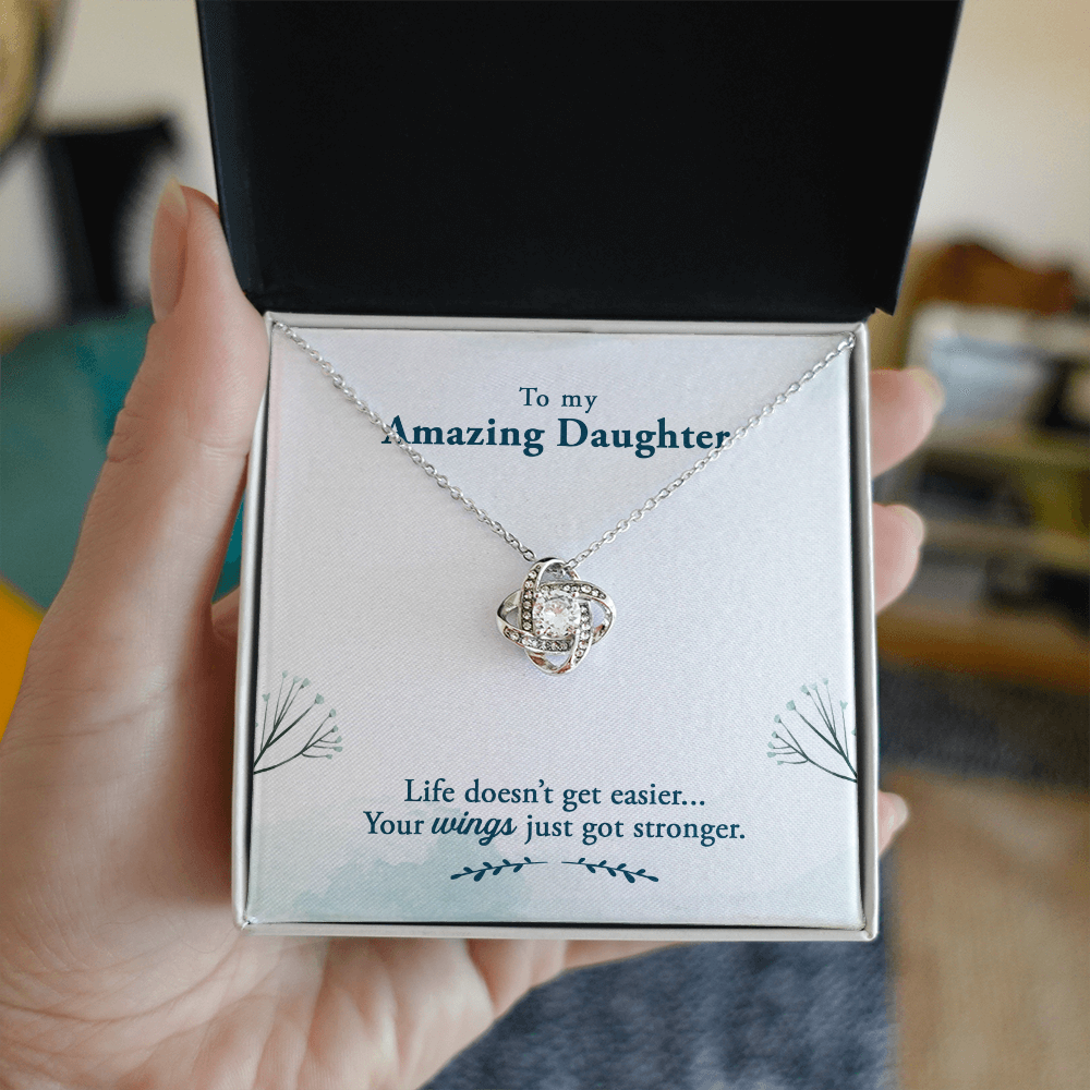 Christian Gifts 305-Amazing Daughter Love Knot Necklace Gift with Inspirational Message