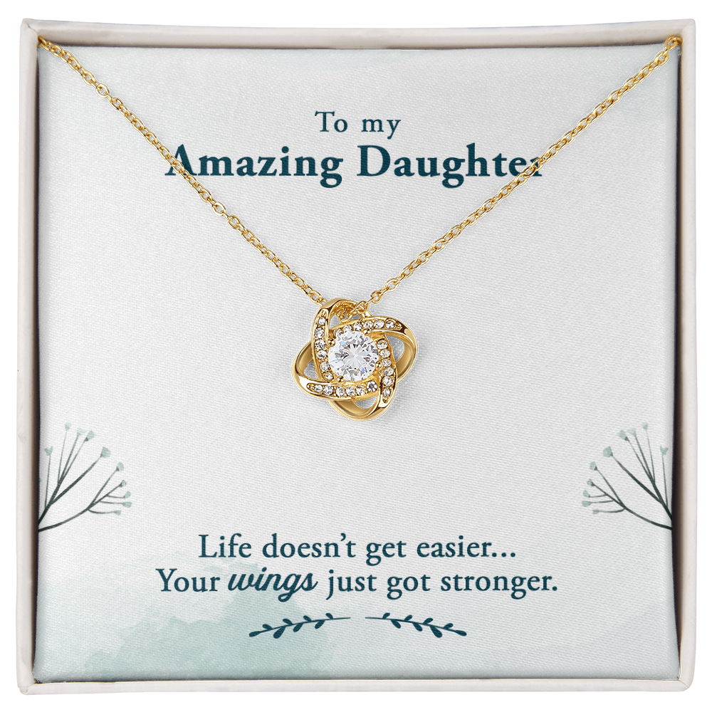 Christian Gifts 305-Amazing Daughter Love Knot Necklace Gift with Inspirational Message