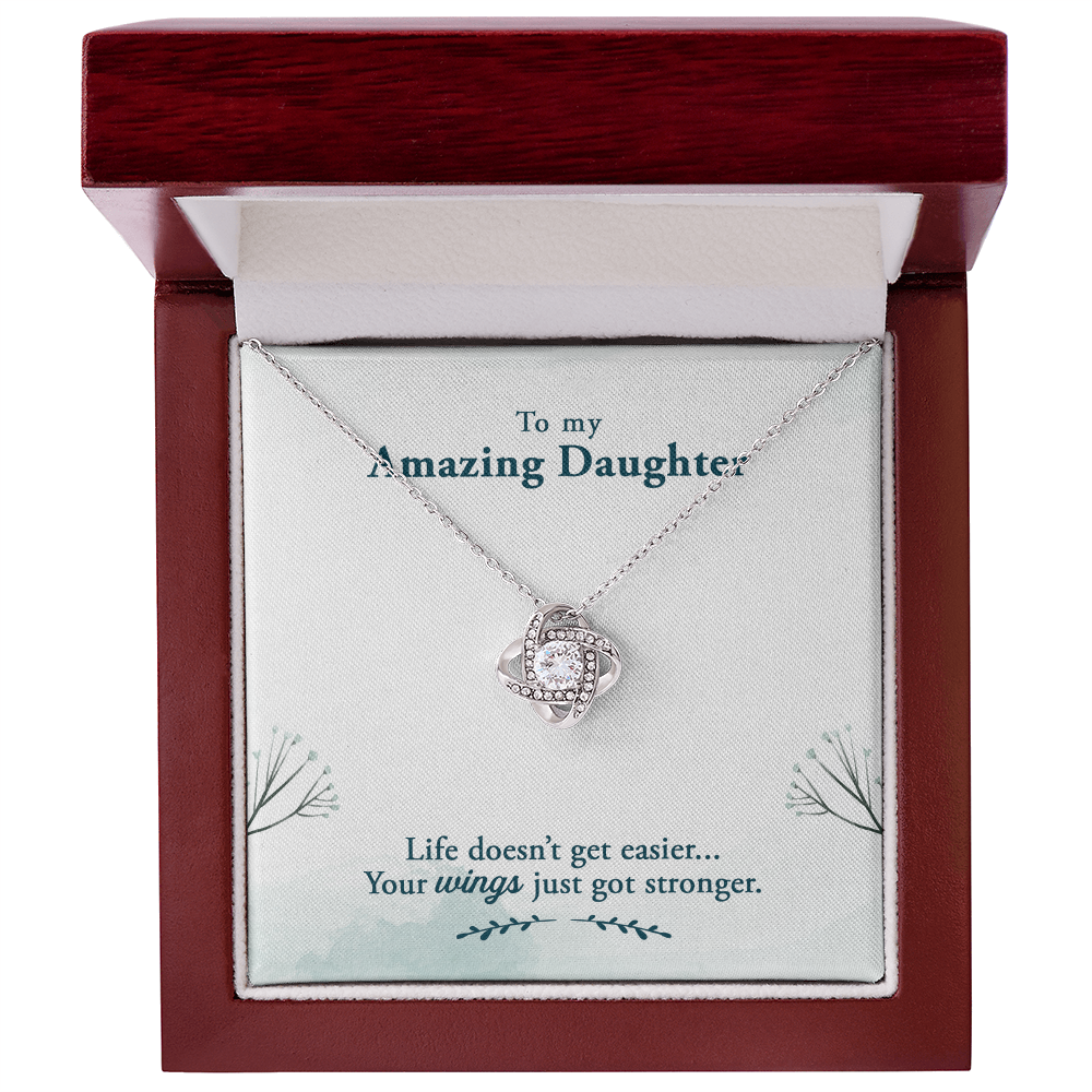 Christian Gifts 305-Amazing Daughter Love Knot Necklace Gift with Inspirational Message