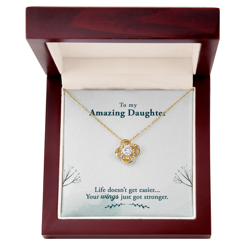 Christian Gifts 305-Amazing Daughter Love Knot Necklace Gift with Inspirational Message