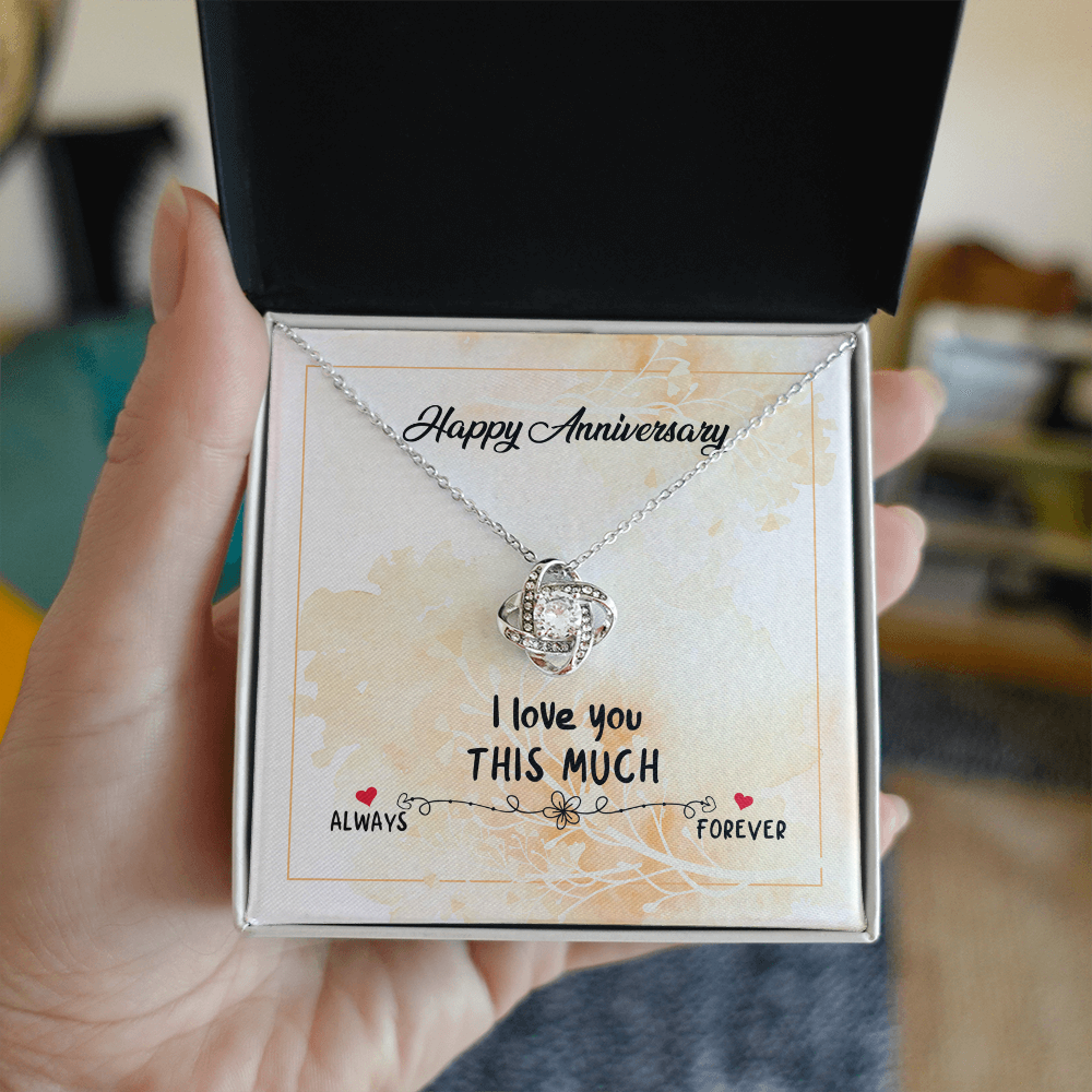 Christian Gifts 305-Anniversary Necklace for Wife Love You This Much Love Knot Gift