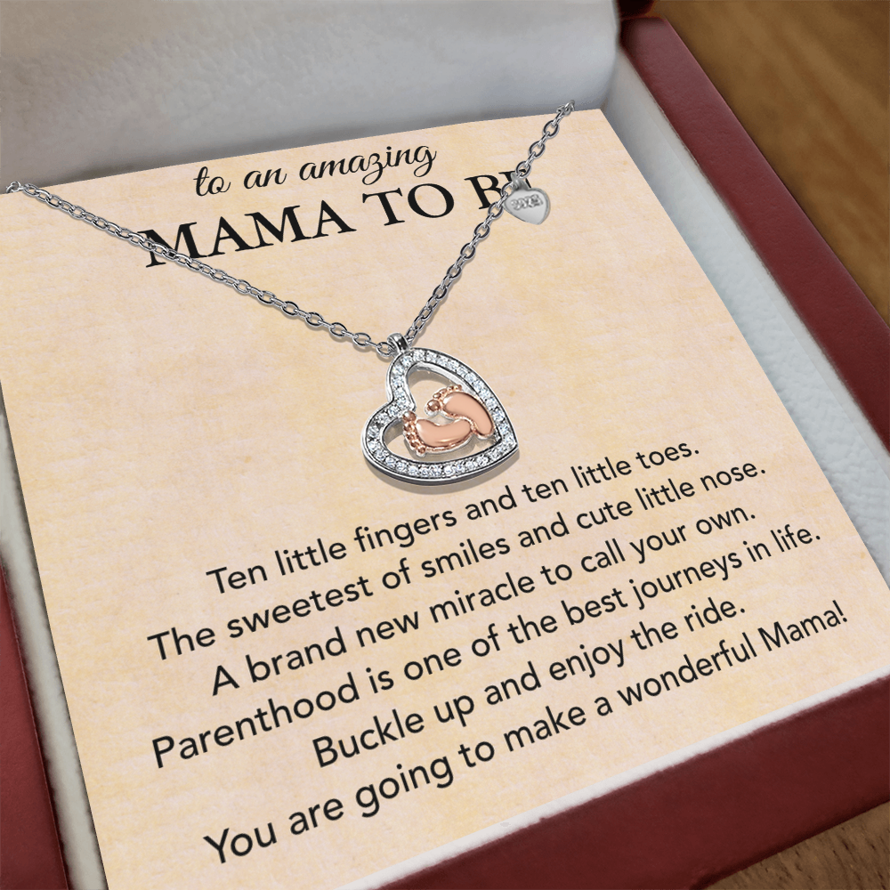 Best Gifts 305-Baby Feet Heart Necklace for Mama to Be - Perfect Gift for New Mom