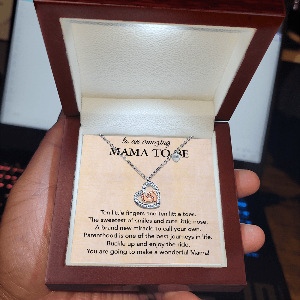 Best Gifts 305-Baby Feet Heart Necklace for Mama to Be - Perfect Gift for New Mom