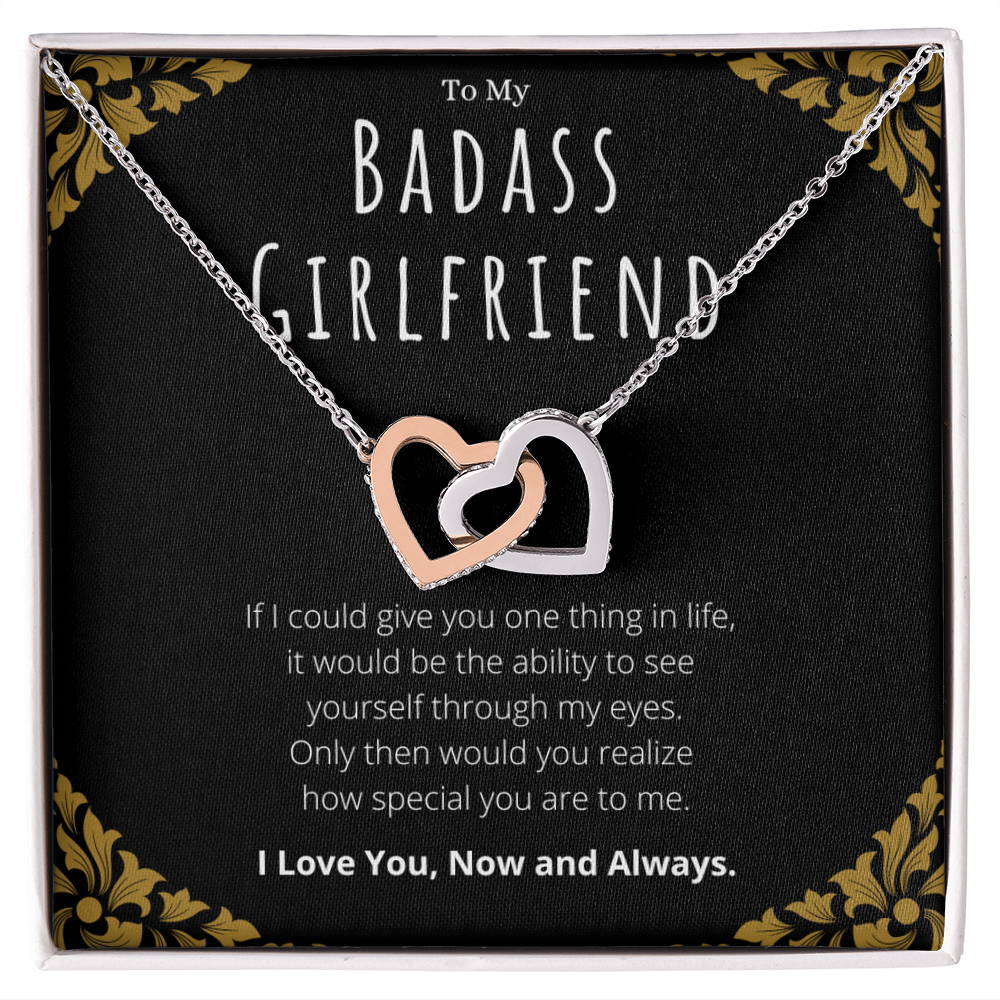 Best Gifts 305-Badass Girlfriend Interlocking Hearts Necklace Gift from Boyfriend