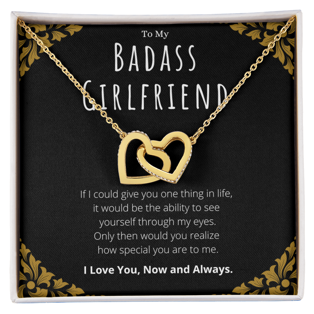 Best Gifts 305-Badass Girlfriend Interlocking Hearts Necklace Gift from Boyfriend