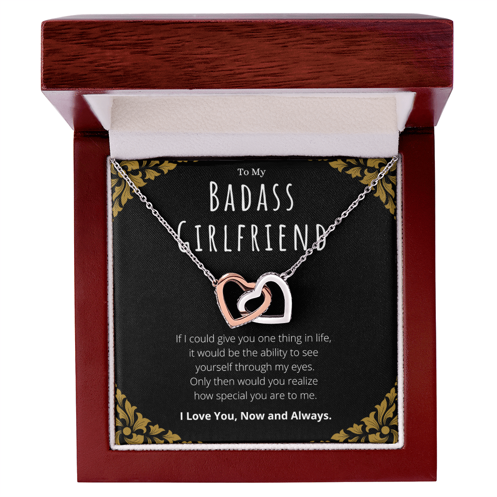 Best Gifts 305-Badass Girlfriend Interlocking Hearts Necklace Gift from Boyfriend