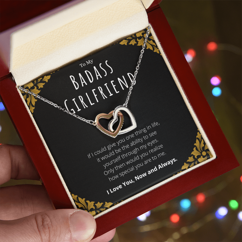 Best Gifts 305-Badass Girlfriend Interlocking Hearts Necklace Gift from Boyfriend