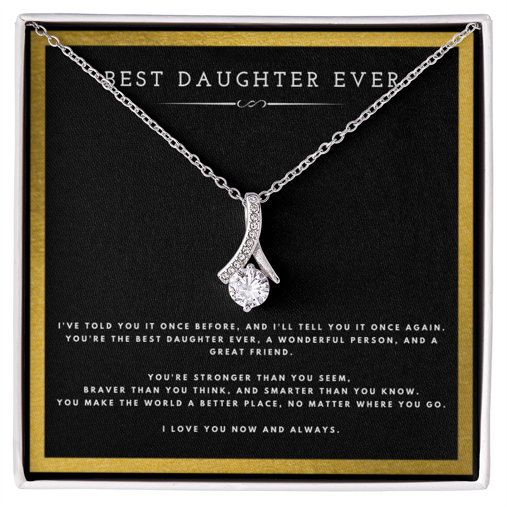 Best Gifts 305-Best Daughter Ever Alluring Beauty Necklace with Quote Card from Mom or Dad