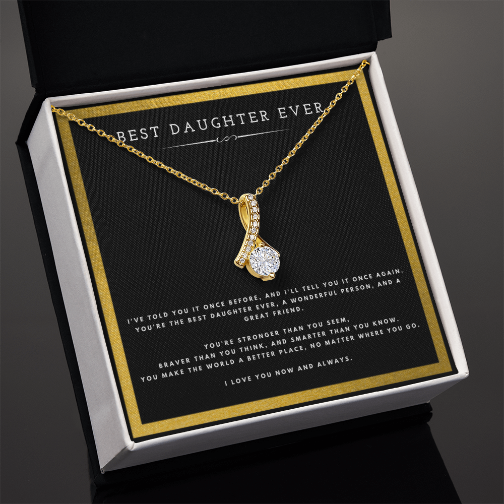 Best Gifts 305-Best Daughter Ever Alluring Beauty Necklace with Quote Card from Mom or Dad