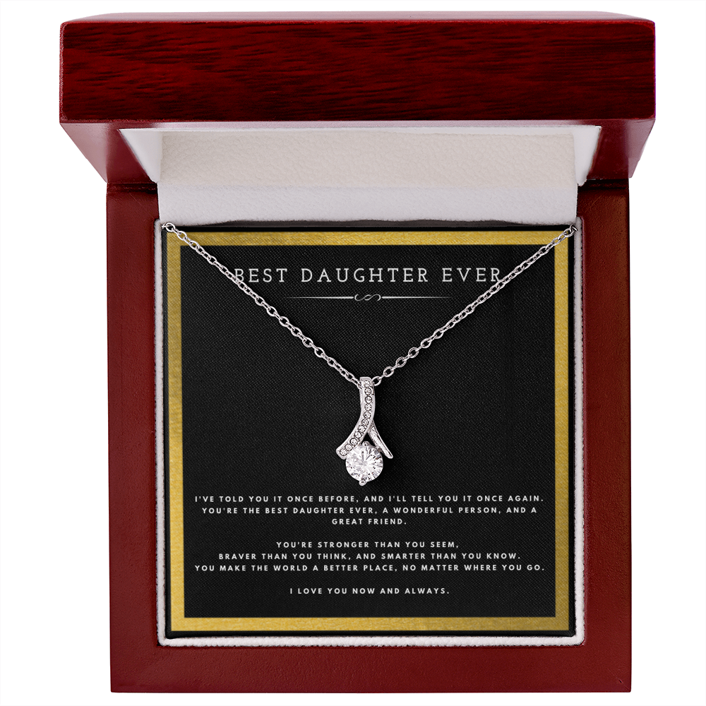 Best Gifts 305-Best Daughter Ever Alluring Beauty Necklace with Quote Card from Mom or Dad