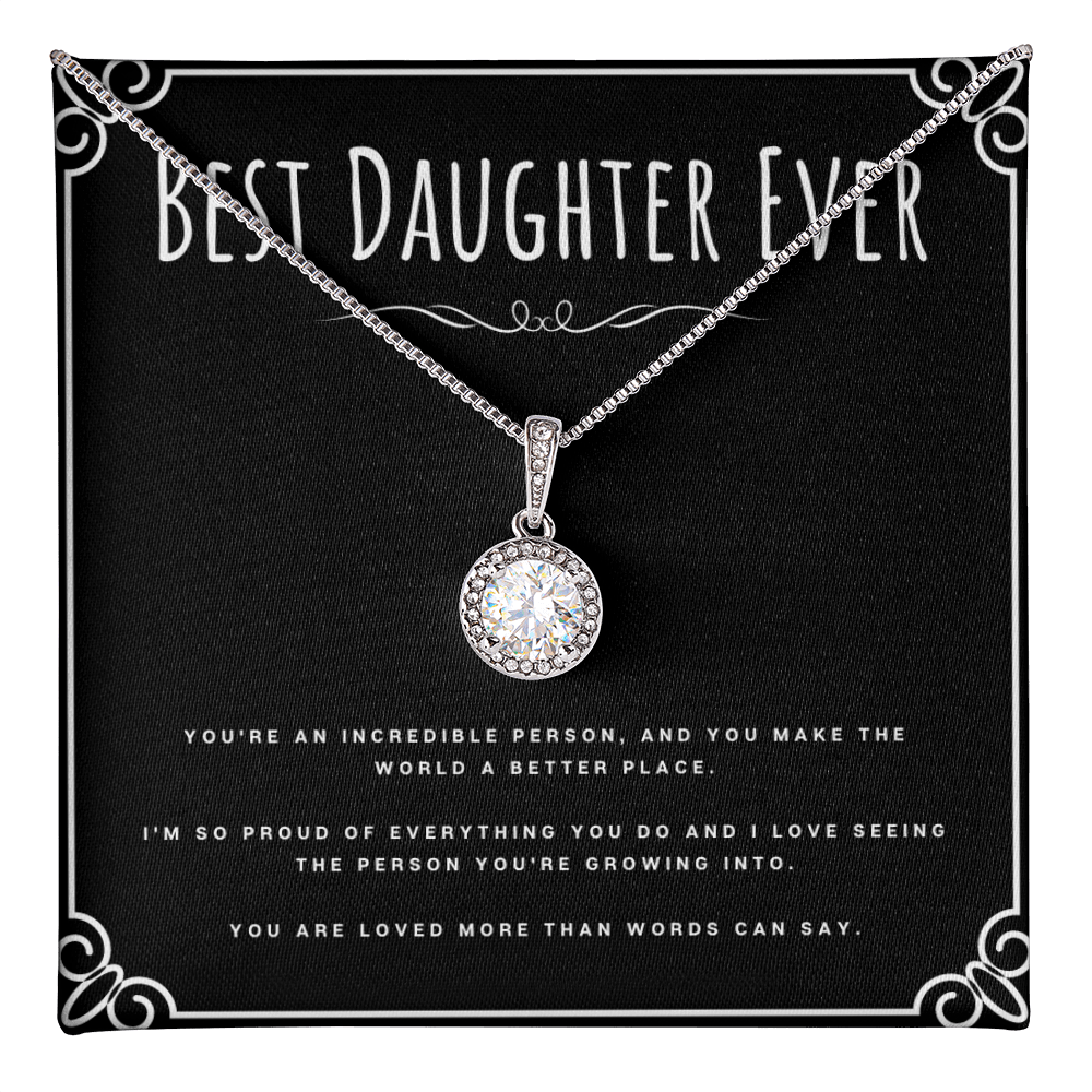 Best Gifts 305-Best Daughter Ever Necklace Gift – CZ Pendant for Daughter