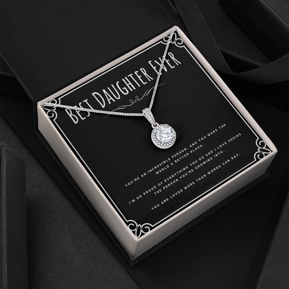 Best Gifts 305-Best Daughter Ever Necklace Gift – CZ Pendant for Daughter
