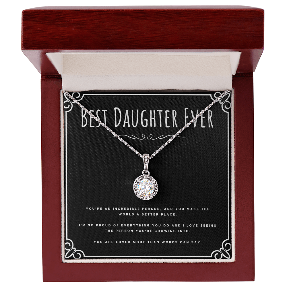 Best Gifts 305-Best Daughter Ever Necklace Gift – CZ Pendant for Daughter