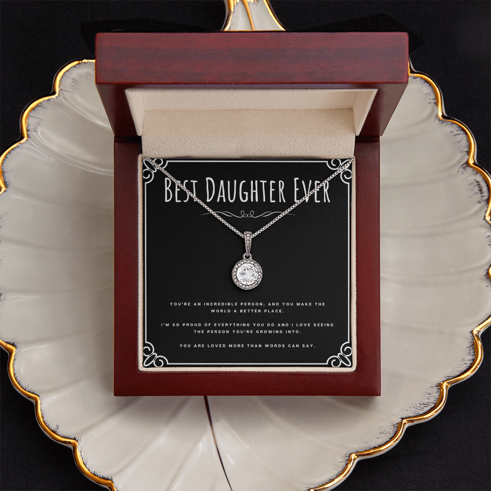Best Gifts 305-Best Daughter Ever Necklace Gift – CZ Pendant for Daughter