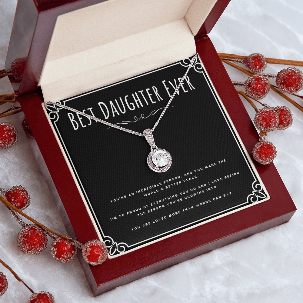 Best Gifts 305-Best Daughter Ever Necklace Gift – CZ Pendant for Daughter