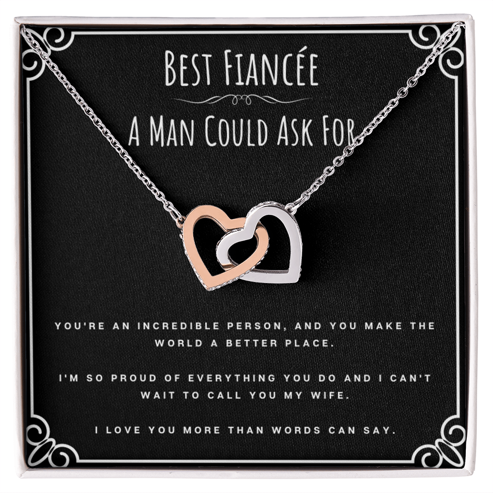 Best Gifts 305-Best Fiancée Interlocking Hearts Necklace Gift for Her