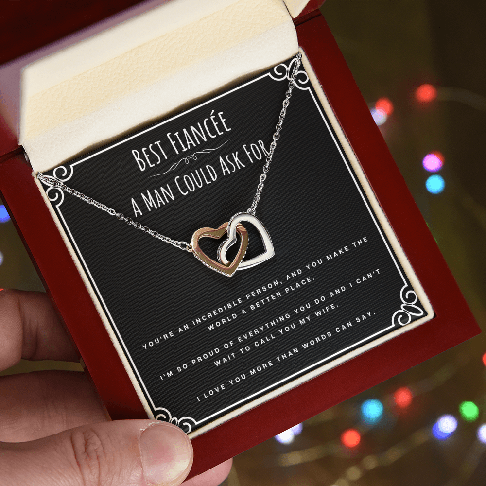 Best Gifts 305-Best Fiancée Interlocking Hearts Necklace Gift for Her