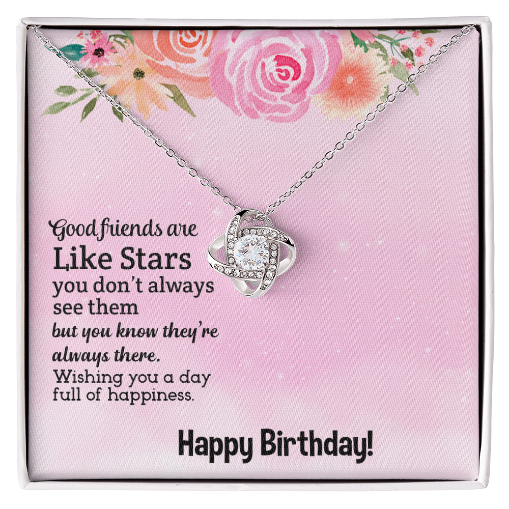 Best Gifts 305-Best Friend Birthday Necklace Gift for Her Love Knot Pendant with Star Quote Card