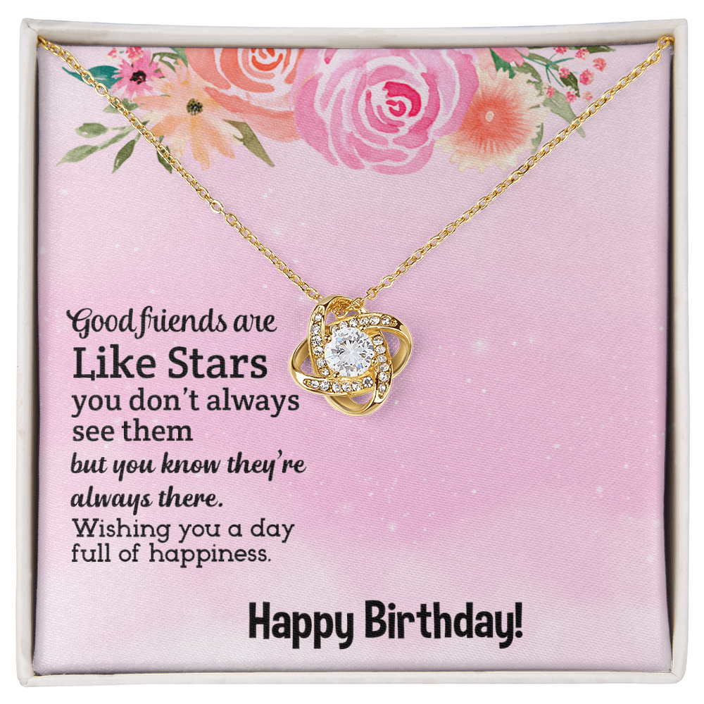 Best Gifts 305-Best Friend Birthday Necklace Gift for Her Love Knot Pendant with Star Quote Card