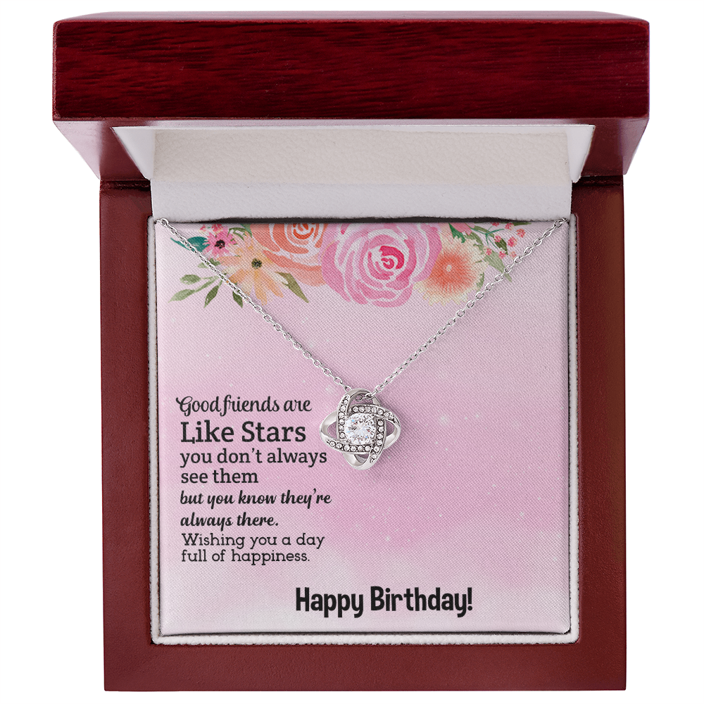 Best Gifts 305-Best Friend Birthday Necklace Gift for Her Love Knot Pendant with Star Quote Card