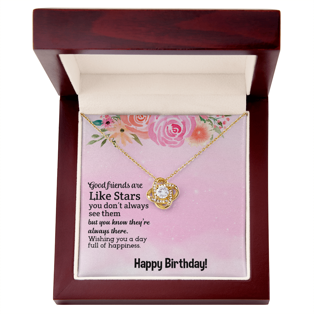 Best Gifts 305-Best Friend Birthday Necklace Gift for Her Love Knot Pendant with Star Quote Card