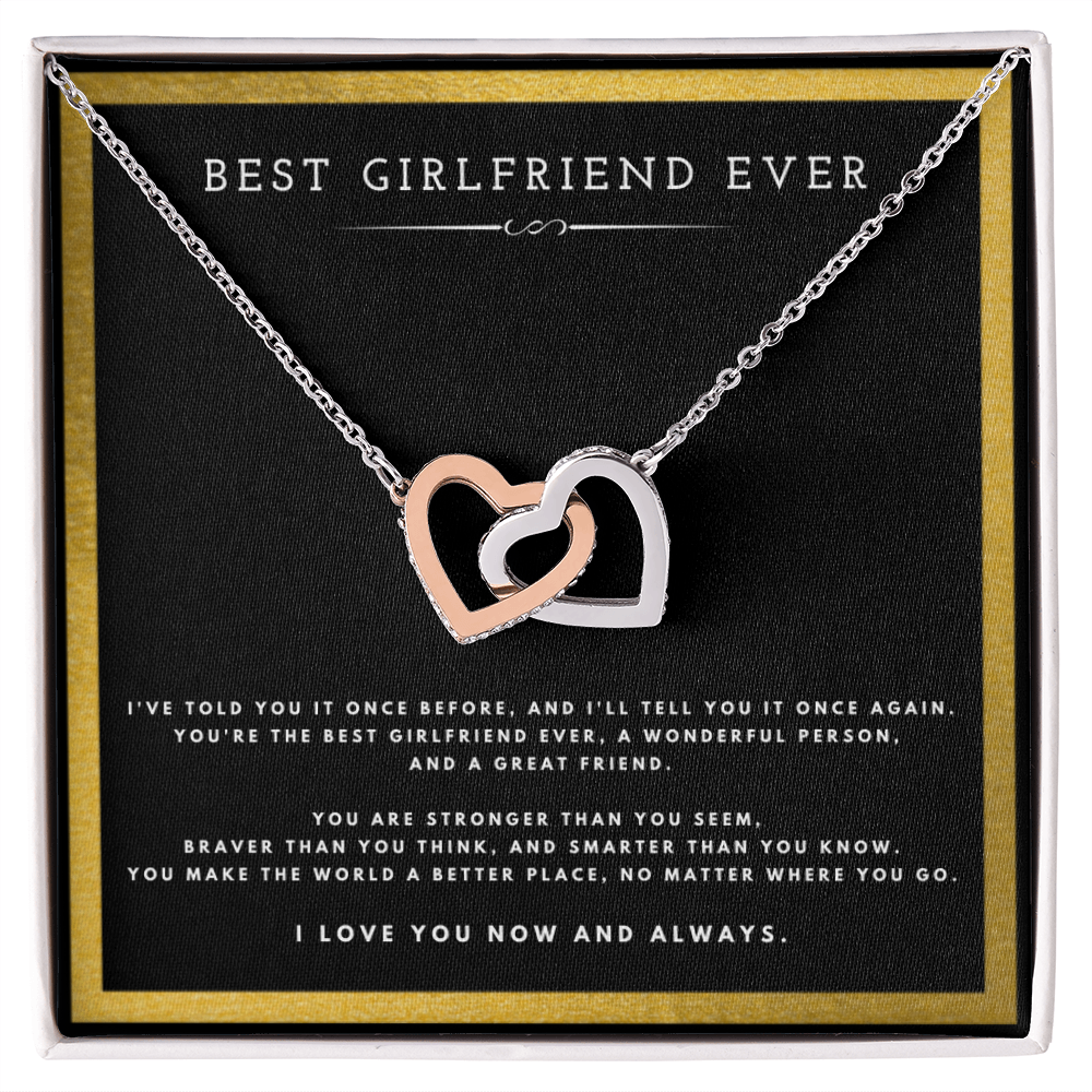 Best Gifts 305-Best Girlfriend Ever Interlocking Hearts Necklace Gift for Her