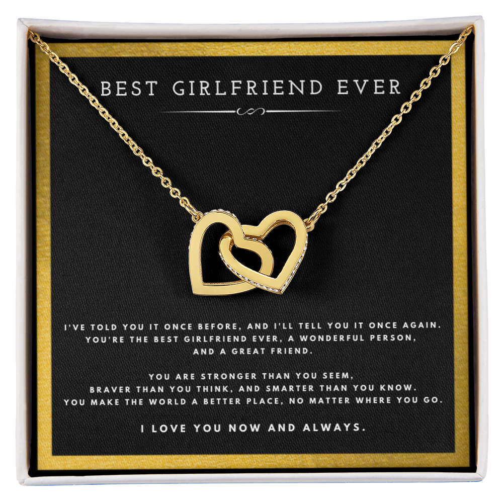 Best Gifts 305-Best Girlfriend Ever Interlocking Hearts Necklace Gift for Her