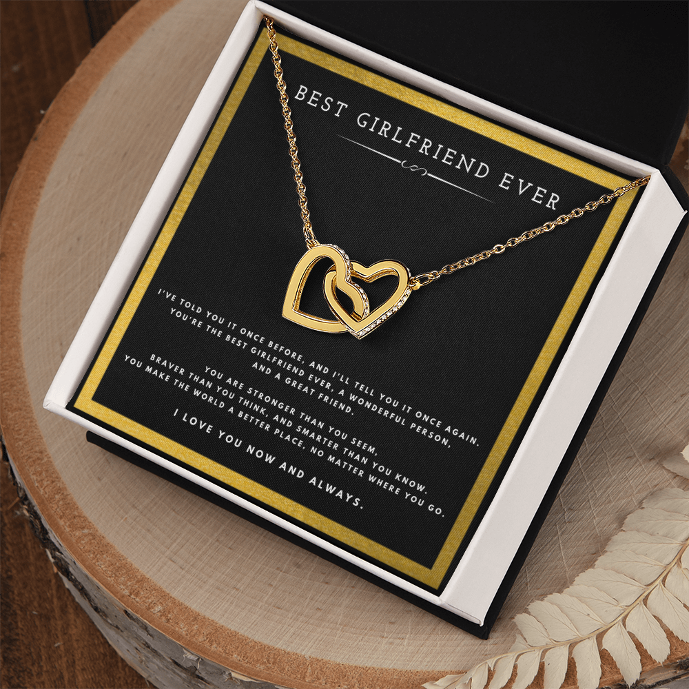 Best Gifts 305-Best Girlfriend Ever Interlocking Hearts Necklace Gift for Her