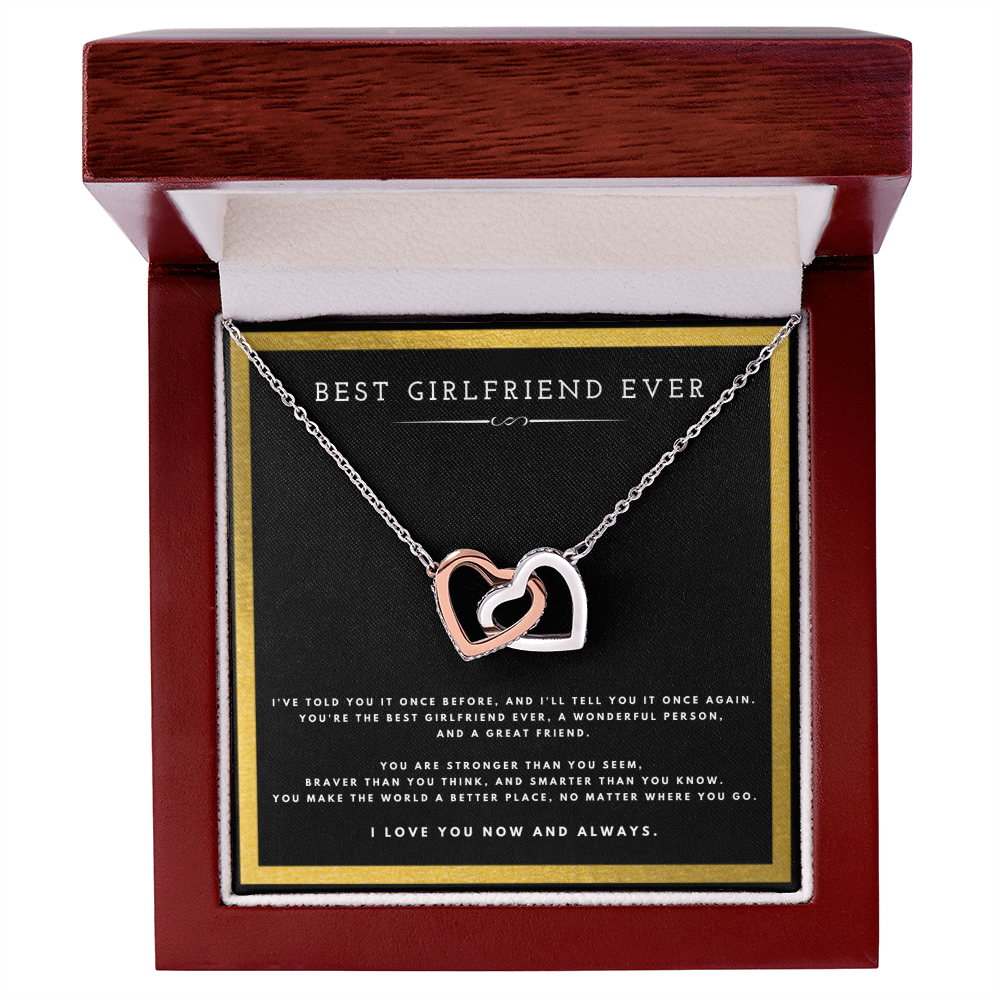 Best Gifts 305-Best Girlfriend Ever Interlocking Hearts Necklace Gift for Her
