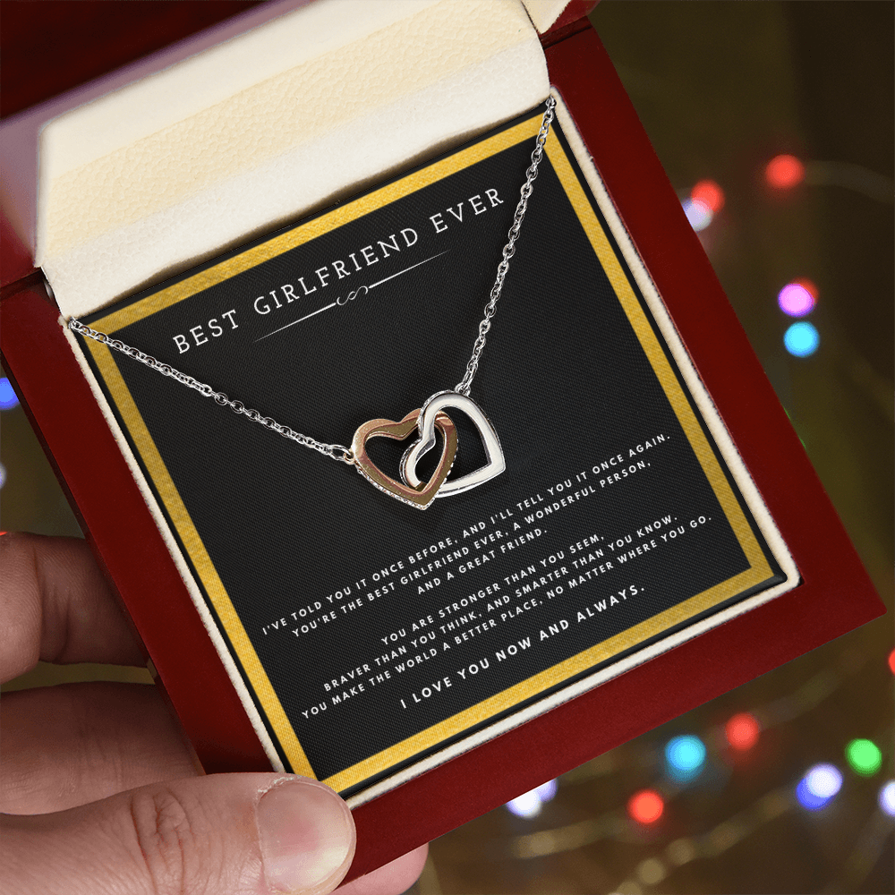 Best Gifts 305-Best Girlfriend Ever Interlocking Hearts Necklace Gift for Her