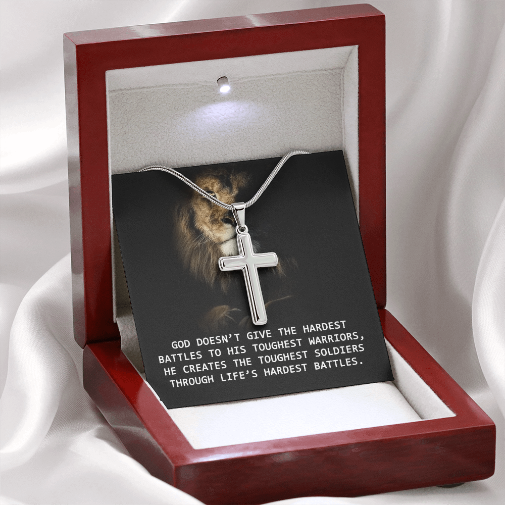 Best Gifts 305-Christian Man Cross Necklace Gift – Faith Warrior Jewelry