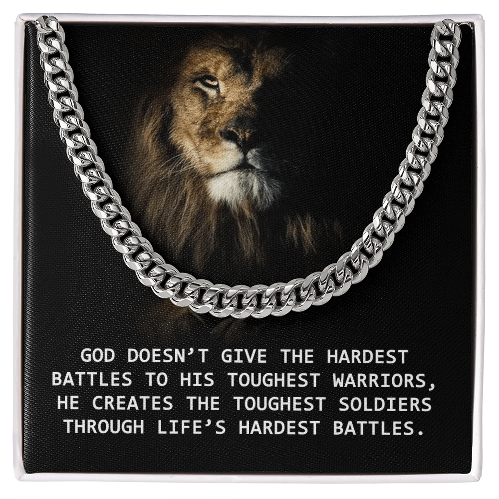 Best Gifts 305-Christian Man Cuban Link Necklace – Faith Strength Gift