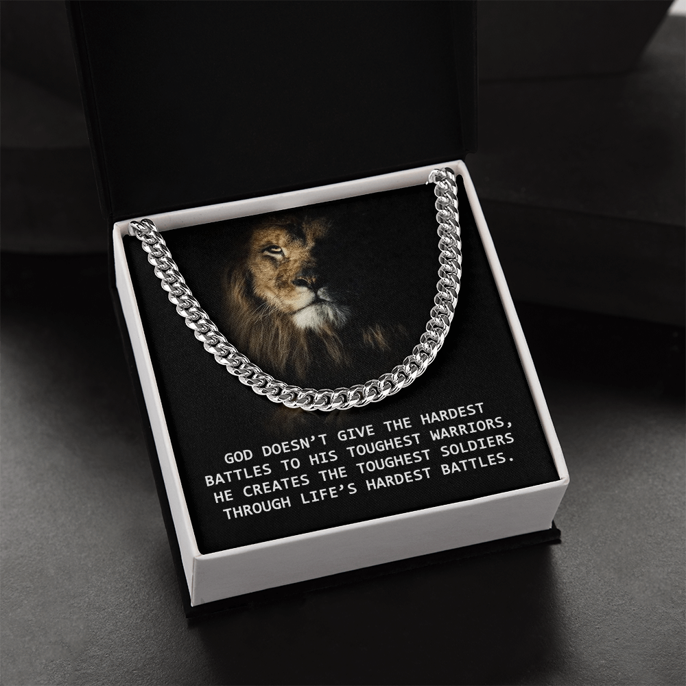 Best Gifts 305-Christian Man Cuban Link Necklace – Faith Strength Gift