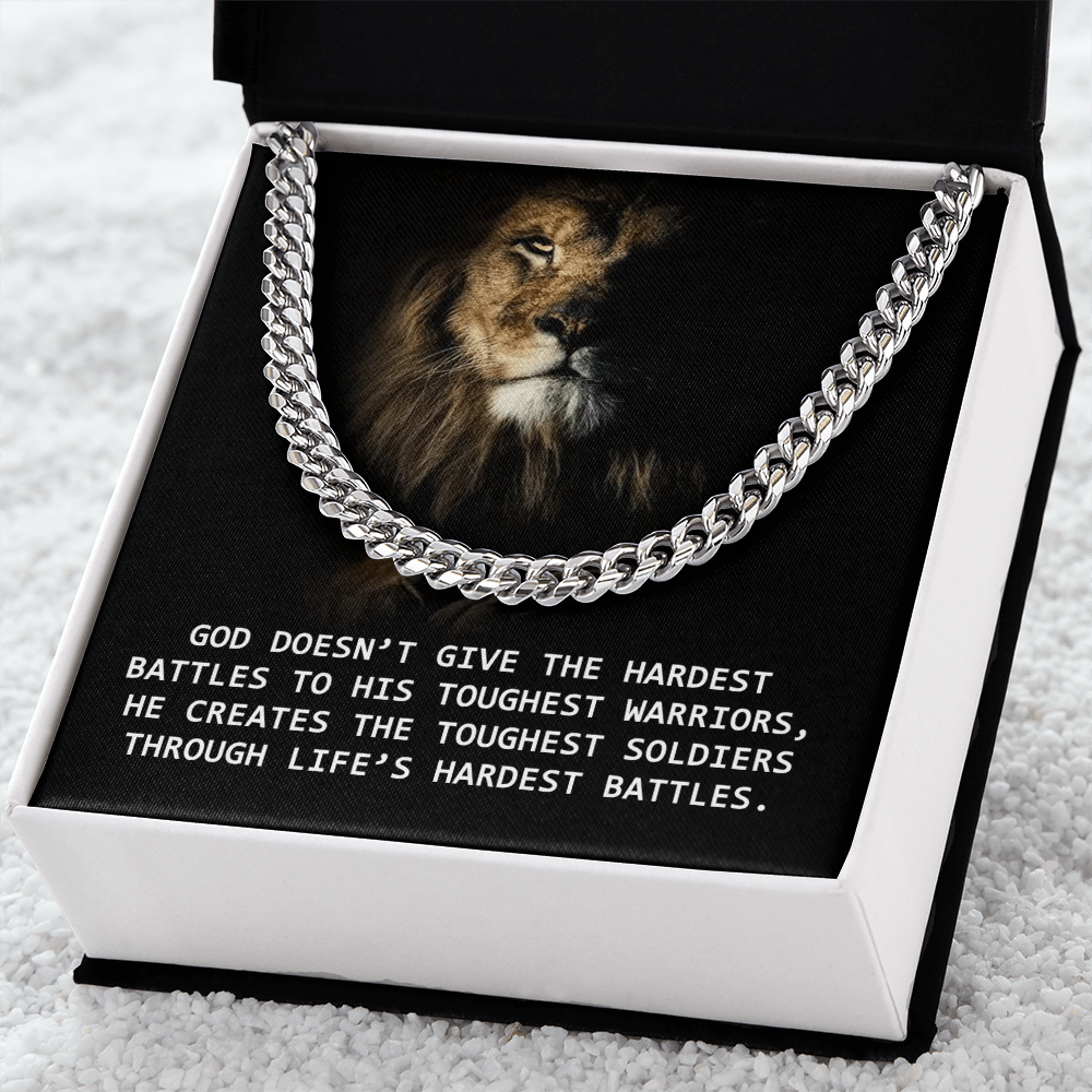 Best Gifts 305-Christian Man Cuban Link Necklace – Faith Strength Gift