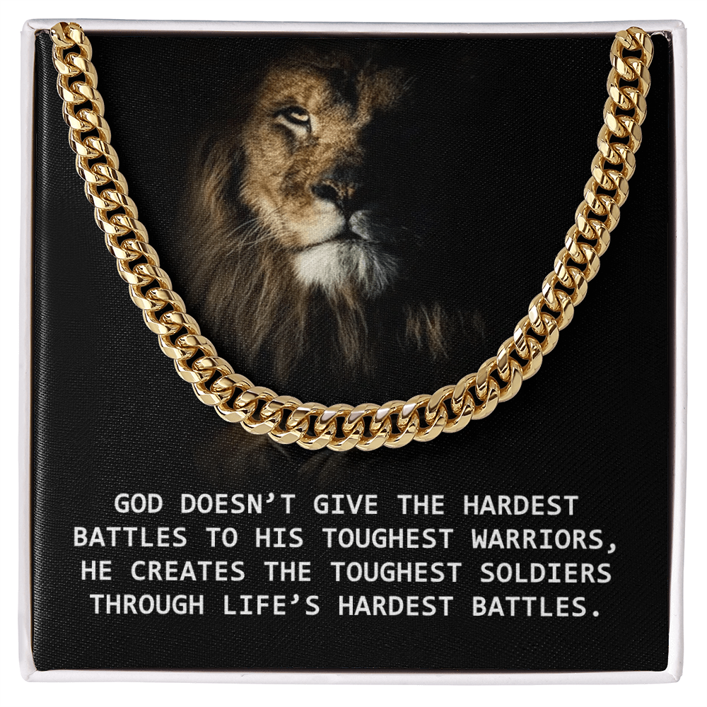 Best Gifts 305-Christian Man Cuban Link Necklace – Faith Strength Gift