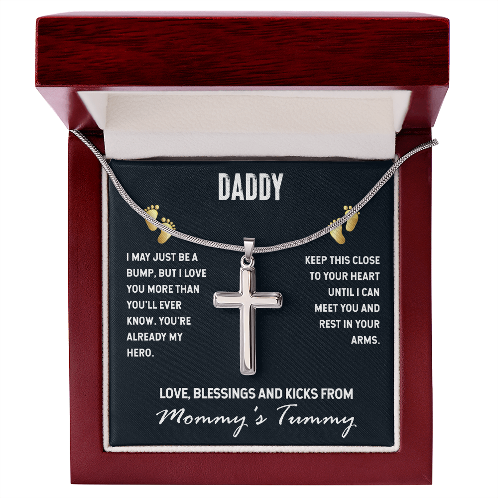 Best Gifts 305-Daddy Cross Necklace with Snake Chain Gift from Baby Bump Faith Keepsake