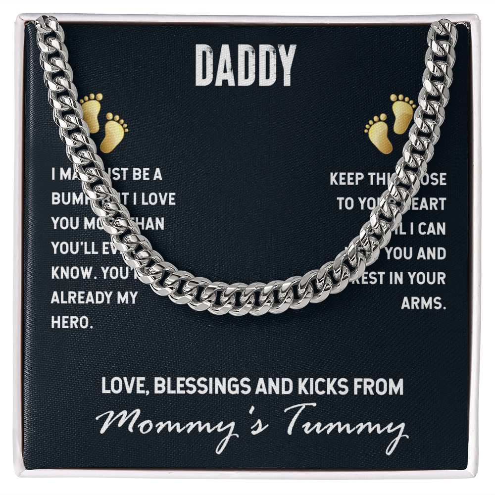 Best Gifts 305-Daddy Gift Necklace Cuban Link Chain with Sentimental Message for Dad