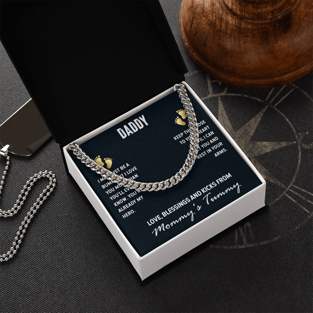 Best Gifts 305-Daddy Gift Necklace Cuban Link Chain with Sentimental Message for Dad