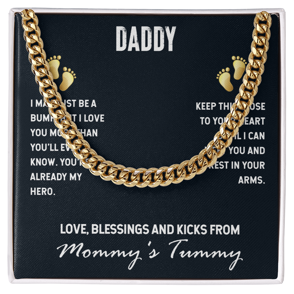 Best Gifts 305-Daddy Gift Necklace Cuban Link Chain with Sentimental Message for Dad