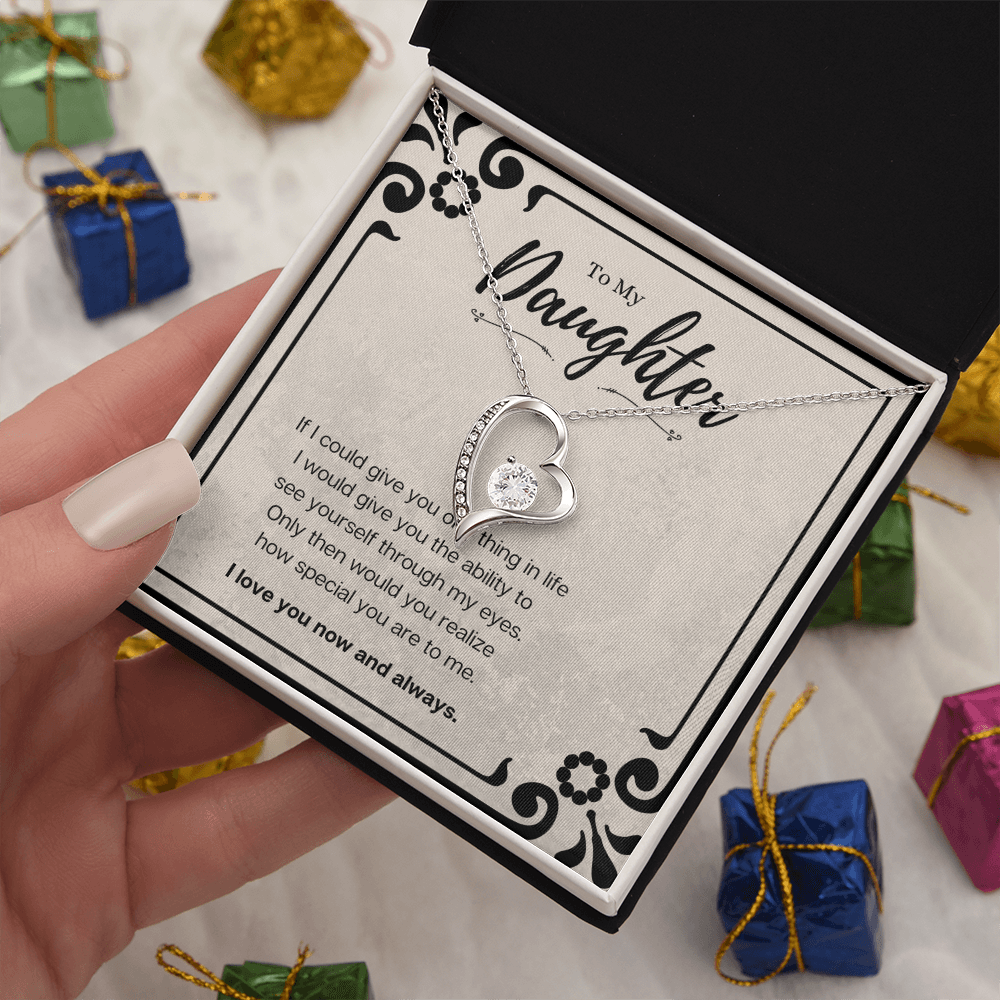 Best Gifts 305-Daughter Forever Love Heart Necklace Gift from Mom or Dad