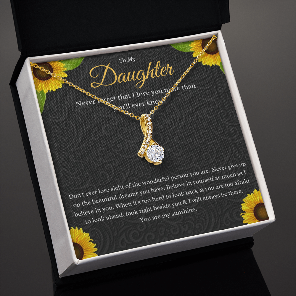 Best Gifts 305-Daughter Ribbon Pendant Necklace Gift from Parent