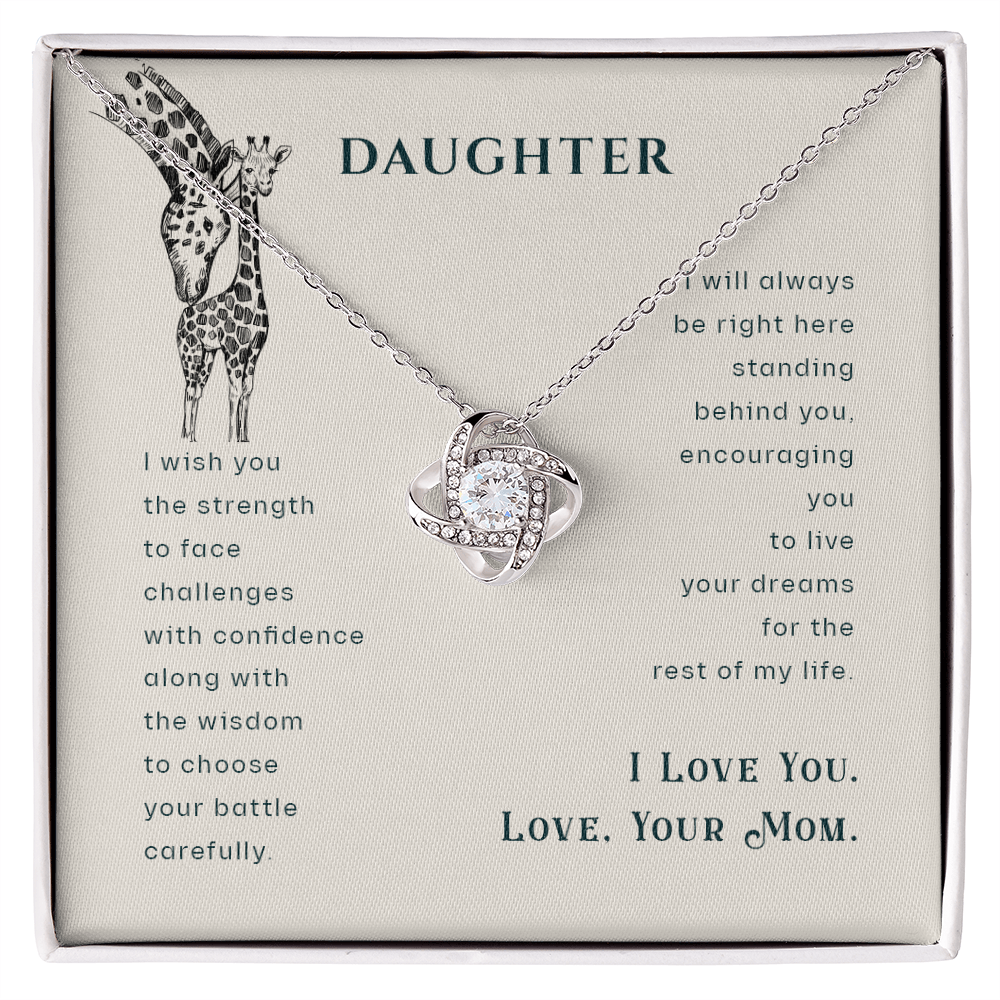 Christian Gifts 305-Daughter Wish Love Knot Necklace Gift from Mom with Inspirational Message Card
